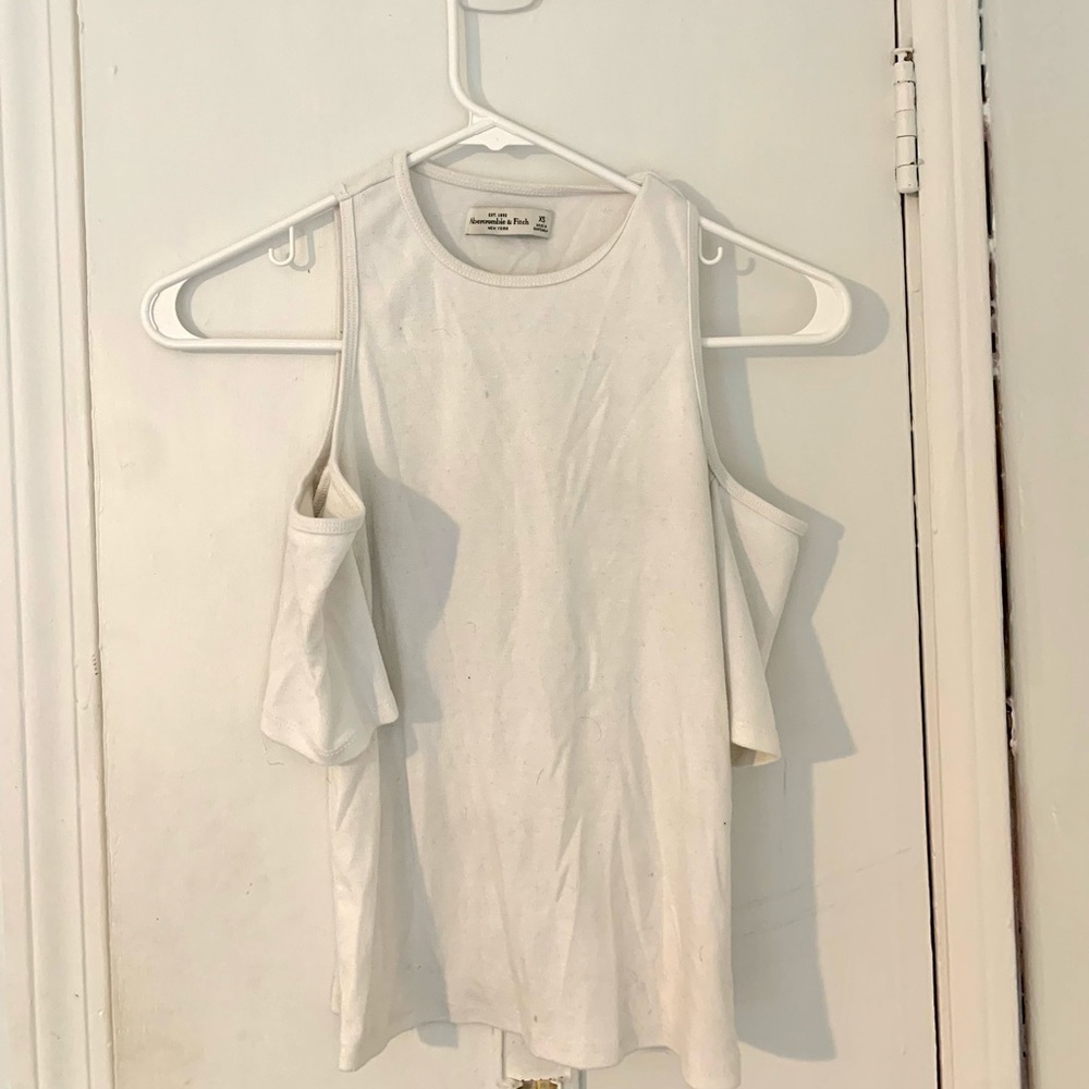 Abercrombie white crop top. Size xs. Cute sleeves